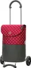 A shopping trolley with a red polka dot bag and gray base, on a white background. Produktbild-Vorschau