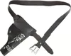A black leather holster with a belt and a silver buckle, designed for a toy gun. Produktbild-Vorschau