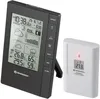 A black digital weather station and a white wireless outdoor sensor are shown against a white background. Produktbild-Vorschau