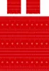 A red blanket with a white knitted pattern and two white pillowcases with a similar pattern. Produktbild-Vorschau