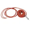A coiled red heating cable with a spring and metal connector on a white background. Podgląd zdjęcia produktu