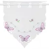 A white curtain with purple butterfly and flower embroidery, hanging from a white rod with clips. Anteprima dell’immagine prodotto