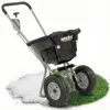 A garden spreader is shown in front of a split background of snow and grass. Produktbild-Vorschau