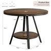 A diagram showing the dimensions of a round dining table with a lower shelf. Produktbild-Vorschau