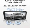 A smartphone display showing a sports car, with text and specs overlaid. Produktbild-Vorschau