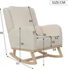 Fauteuil à Bascule Ergonomique En Lin Beige Avec Coussin Voir les images du produit 7