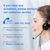 Image displays contact information for customer service, with a woman wearing a headset on the right side. Anteprima dell’immagine prodotto
