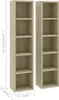 Two narrow, tall shelving units are shown side by side with measurement lines indicating their dimensions. Podgląd zdjęcia produktu