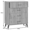 Commode HWC-P42, buffet, 4 tiroirs, MDF 92 x 80 x 40 cm ~ Voir les images du produit 7