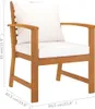 vidaXL Chaises de jardin 2 pcs. avec coussins crème acacia Voir les images du produit 5