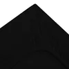 A close-up view of a black fitted sheet, showing the elasticized edge and fabric texture. Produktbild-Vorschau