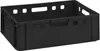 A black plastic storage crate is shown from a slightly elevated side angle against a white background. Voir les images du produit
