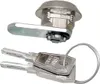 A silver cam lock and two keys on a white background. Produktbild-Vorschau