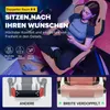 A woman is sitting in a gaming chair, with text overlays and diagrams showing features. Produktbild-Vorschau