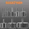 A collection of diamond hole saws arranged in two rows against a gray background. Produktbild-Vorschau