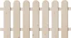 A close-up, straight-on view of a light-colored wooden picket fence. Produktbild-Vorschau