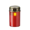 LED Grablicht - Grabkerze - gelb flackernde Flamme - H. 12,5cm - für Außen - rot mit Deckel Produktbild-Vorschau