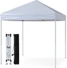 A white pop-up canopy tent is shown fully assembled on a white background. To the left of the tent are its folded frame and a black carrying bag. Náhľad obrázku produktu