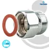 A close-up studio shot of a plumbing adapter and a washer. Produktbild-Vorschau