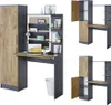 A desk with a cabinet and shelves, displaying office supplies and decor. Náhľad obrázku produktu