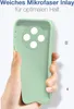 A hand holding a light green phone case. Produktbild-Vorschau