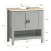 A diagram showing the dimensions of a bathroom vanity cabinet. Produktbild-Vorschau