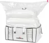 A vacuum storage bag filled with white bedding items, placed inside a white storage box with gray trim. Anteprima dell’immagine prodotto