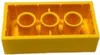 A single yellow LEGO brick with three circular studs on top, viewed from a slightly elevated diagonal angle. Produktbild-Vorschau