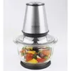 A stainless steel and glass food chopper filled with chopped vegetables. Produktbild-Vorschau