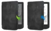 Two images of a black e-reader case, one with a green arrow indicating opening and the other with a blue arrow. Produktbild-Vorschau