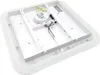 The underside of a square LED ceiling light fixture, showing the mounting bracket and internal components. Podgląd zdjęcia produktu