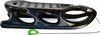 A black plastic sled with a green tow rope handle, isolated on a white background. Anteprima dell’immagine prodotto