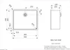 Technical drawing of a sink with dimensions and specifications. Produktbild-Vorschau