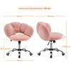 Two views of a pink office chair with dimensions and weight capacity indicated. Produktbild-Vorschau