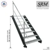 A metal staircase with a silver handrail on a white background. Produktbild-Vorschau