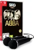 A Nintendo Switch game case for 'Let's Sing ABBA' is shown with two microphones in the foreground. Produktbild-Vorschau