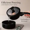 A hand is pouring water from a black pot with eggs inside into a black bowl. Text overlays highlight features and a slogan. Náhľad obrázku produktu