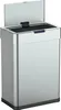 A silver automatic kitchen trash can with its lid open. Produktbild-Vorschau