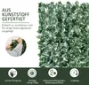 A close-up of an artificial ivy hedge with text and icons describing its features. Náhled obrázku produktu