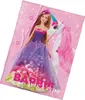A Barbie doll and a unicorn on a pink background with stars and hearts. Produktbild-Vorschau