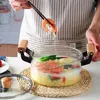 Holzgriff Glastopf mit Deckel zum Kochen, Heizbare Glas Produktbild-Vorschau 6