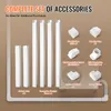 A collage showing a complete set of accessories for a mini-split line set cover, including pipes, joints, and guards, against a plain background. Anteprima dell’immagine prodotto