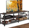 A TV stand with a television and various items on its shelves. Náhled obrázku produktu