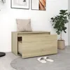 A wooden storage bench with a drawer pulled out, placed on a rug in a room with artwork on the wall and a plant. Anteprima dell’immagine prodotto