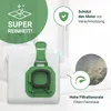 A vacuum cleaner dust bag with marketing graphics highlighting features. Produktbild-Vorschau
