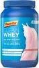 A blue plastic tub of PowerBar Clean Whey protein powder with strawberry flavor. Produktbild-Vorschau