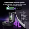 A robotic vacuum cleaner with its charging and dustbin station, with marketing text and graphics comparing costs. Produktbild-Vorschau