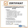 A certificate with text and logos. Produktbild-Vorschau