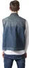Back view of a person wearing a denim vest over a white long-sleeved shirt and blue jeans. Produktbild-Vorschau