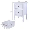 A white nightstand with two drawers and a separate drawer shown next to it, with dimensions indicated by text overlays. Produktbild-Vorschau